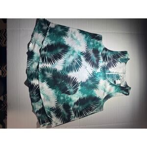 White House Black Market Women’s Tropical Palm Leaf Sleeveless Blouse